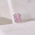Elegant rectangular pink gemstone earring with silver claw setting on stone props - 11 (Silver)
