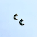 Ciondoli a forma di mezzaluna dorata con intarsio in resina glitter nero e verde - Luna Verde Scuro