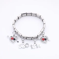 Silver stainless steel modular bracelet with sparkling 520, 1314 and heart charms - I Love You Forever
