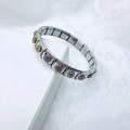 Italian style stainless steel modular bracelet with gold daisy charms and blue gems - Gold Daisy Blue Core (39)