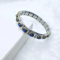 Bracelet modulaire italien en acier inoxydable avec maillons argentés et pierre bleue - Style Pierre Bleue Base Dorée (20)