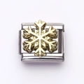 Italian modular charm in stainless steel featuring a 3D golden snowflake design - Golden Snowflake Style (14)