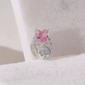 Pink heart crystal bead charm with silver pavé stones for DIY jewelry bracelets - 15 (Silver)