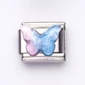 Italian charm link with pink and blue gradient pearl butterfly in stainless steel - Pink-Blue Gradient Butterfly (16)