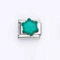 Italian charm bracelet link in stainless steel with a green resin snowflake design - Green Transparent Snowflake Style (1)