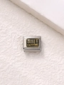 Macro detail of Italian style stainless steel charm with Shit Happens gold lettering - SHIT HAPPENS (10)