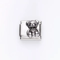 Vintage stainless steel modular bracelet link featuring a 3D teddy bear with bow relief - Teddy Bear Relief (19)