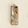 Rectangle gold-plated shell pendant with abalone texture for jewelry making - Rectangle