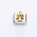 Italian charm link in stainless steel with a vintage golden eagle totem design - Eagle Relief (1)