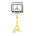 Italiaanse bedel met gouden Eiffeltoren hanger op een roestvrijstalen modulaire basis - Eiffeltoren(11)