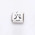 Italian charm bracelet link in stainless steel with a raised eagle embossment - Thunderbird Relief (2)