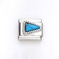 Italiaanse bedel van roestvrij staal met driehoekige turquoise steen en gedraaide rand - Driehoek Turkoois Stijl (2)