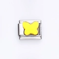 Italian charm link in stainless steel featuring a vibrant yellow resin butterfly motif - Bright Yellow Butterfly Style (6)