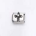 Italian charm link with vintage cross and crystal stud in stainless steel finish - Cross with Rhinestone (4)