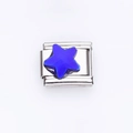 Italian charm bracelet link with a bright blue resin star on stainless steel base - Bright Blue Pentagram Style (7)