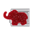 Italian modular charm link featuring a textured red elephant on stainless steel base - Red Elephant(2)