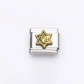 Italian charm link in stainless steel featuring a golden filigree Star of David design - Star of David (7)