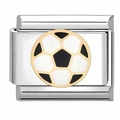 Italian modular charm in stainless steel featuring a classic black and white soccer ball - Soccer Pattern (2)