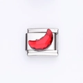 Italian charm bracelet link in stainless steel with a red resin crescent moon inlay - Red Crescent Style (10)