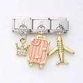 Italienische Charms mit goldener Krone, gestreiftem Koffer und Flugzeuganhänger - Krone Koffer und Flugzeug Stil (4)