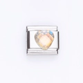 Italian charm link with heart-shaped aurora borealis resin crystal in stainless steel - Aurora Heart Style (12)