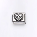 Italian modular charm with a vintage silver quilted heart design for DIY bracelets - Quilted Heart (11)