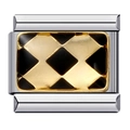 Italian charm link in stainless steel with gold and black checkered diamond pattern - Diamond Pattern (6)