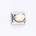 Italian charm stainless steel link with oval champagne crystal inlay for DIY bracelets - Champagne Oval Style (13)