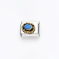 Link per bracciale italiano con pietra blu e cornice dorata in stile vintage - Bordo Vintage Dorato Smalto Blu(12)