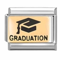 Italian charm bracelet modular link with graduation cap and golden graduation text - Graduation Theme (7)