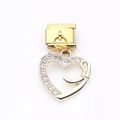 Golden heart charm with inlaid crystals and modular link for stainless steel bracelets - Pave Rhinestone Heart (2)