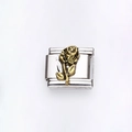 Italian modular charm in stainless steel featuring a vintage gold rose floral relief - Gold Rose (13)