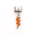 Italienischer Charm-Armband-Link mit orangefarbenem Blitz-Anhänger aus Edelstahl - Orangefarbener Blitz Stil (29)