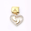 Italian modular gold charm with heart pendant and baby footprints in stainless steel - Baby Feet Heart (3)