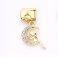 Golden Italian charm link with crescent moon and sparkling crystal fairy pendant - Fairy on Moon (5)
