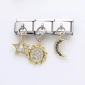 Italienisches Modul-Armband-Set mit Stern-, Sonnen- und Mondanhängern aus Edelstahl - Mond Stern und Sonne Stil (9)