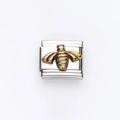 Italian charm stainless steel link featuring a detailed retro golden bee design - Gold Bee (16)