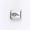 Italian modular charm in stainless steel featuring a vintage feather relief design - Retro Feather (17)