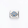 Maglia charm italiana con motivo floreale in smalto blu in acciaio inossidabile - Fiore Simmetrico Blu a Quattro Petali(18)
