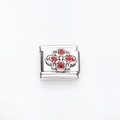 Charm modulare italiano in acciaio inossidabile argento con fiore in smalto rosso - Fiore a Quattro Petali Smalto Rosso (19)