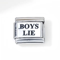 Eslabón italiano de acero inoxidable con diseño de eslogan Boys Lie en negro - Patrón de Inglés Individualizado