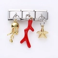 Italienisches Modul-Charm-Set mit goldener Qualle, roter Koralle und Seestern - Qualle Koralle und Seestern Stil (11)