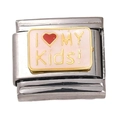Italian charm bracelet link with I Love My Kids gold plating and red heart enamel - I ❤️ MY Kids (14)