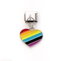 Italienisches Charm-Glied mit Regenbogen-Herzanhänger aus poliertem Edelstahl - Regenbogenherz Gestreift Stil (35)