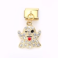 Italian charm link featuring a golden ghost pendant with crystals for DIY bracelets - Rhinestone Ghost (10)