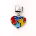 Italienischer Puzzle-Herz-Charm mit buntem Emaille-Inlay auf Edelstahl-Armband - Herz Puzzle Vier Farben Stil (36)