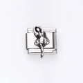 Italian charm bracelet module in silver stainless steel with a 3D ballet dancer relief - Ballet Dancer (21)