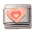 Italian charm link with triple heart pattern in pink and gold for stainless steel bracelet - Triple Heart Pattern (16)