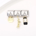 Detailed view of Italian charm bracelet links with New York City themed gold pendants - New York Landmark Style (1)(ZT-MK-128)