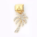 Italian modular charm in gold finish with sparkling crystal palm tree pendant - Rhinestone Palm Tree (12)
